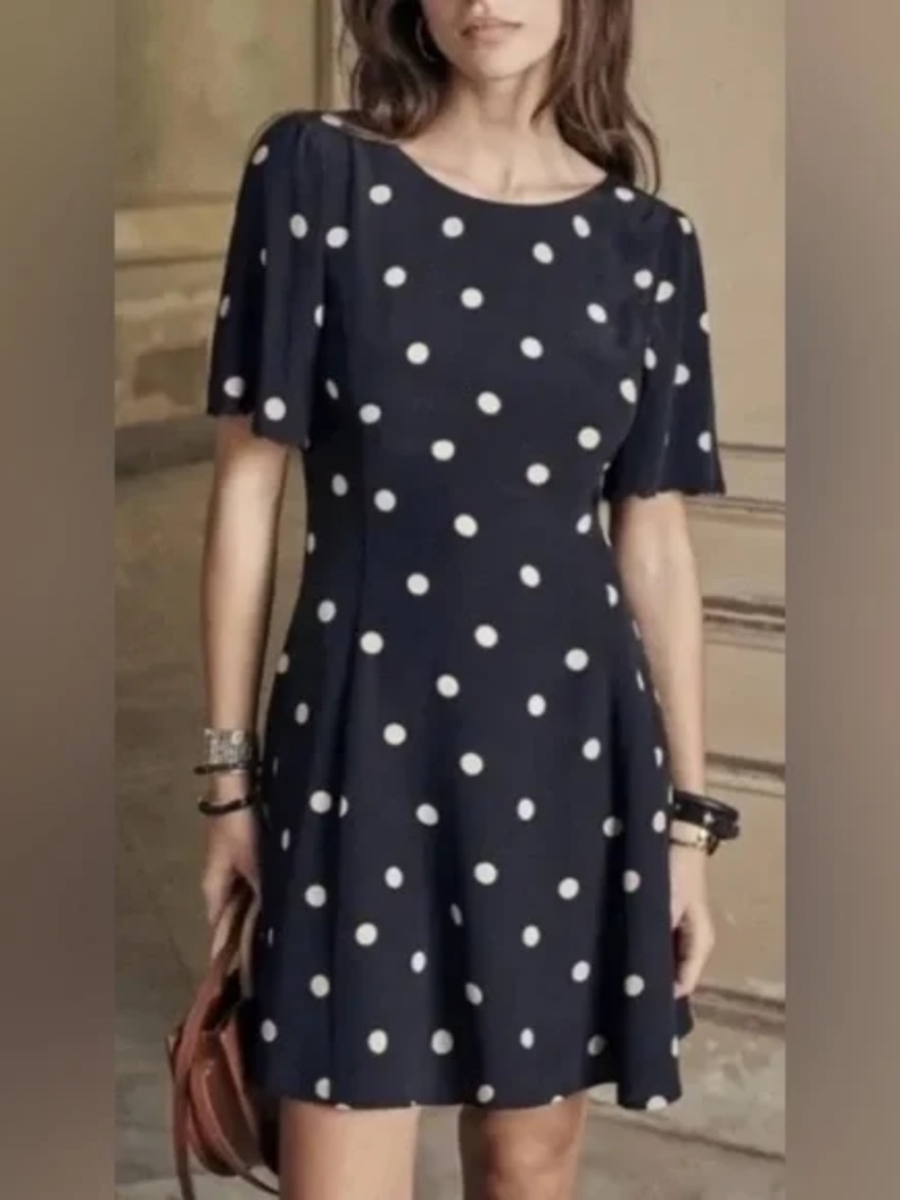 Sezane - Faustine Black Polka Dot Low Back Mini Dress - Size 34/XS